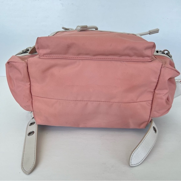 BURBERRY Rucksack Mauve Nylon w Leather Trim Drawstring Side Pockets Backpack - Picture 8 of 16
